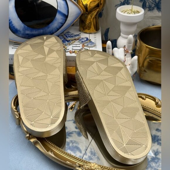 🆕 KURT GEIGER LONDON 🧿 NWOB Meena Eagle Gold Crystal Studded Slide, Sz US 7 - Picture 12 of 14